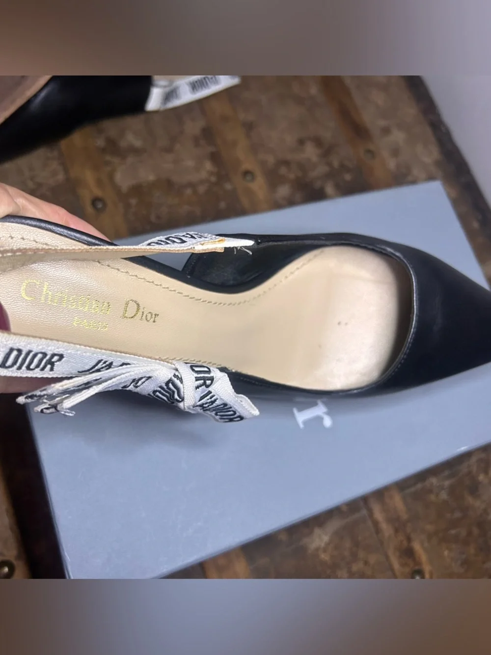 AUTHENTIC Christian Dior J’Adior Slingback Pump | EU 39D / US 8 | Black Leather - Picture 8 of 14